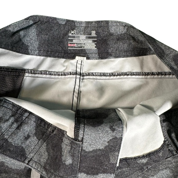 Under Armour HeatGear Camo Board Shorts Men's 32 Gray Swim Trunks Surf Loose Fit - Picture 4 of 11